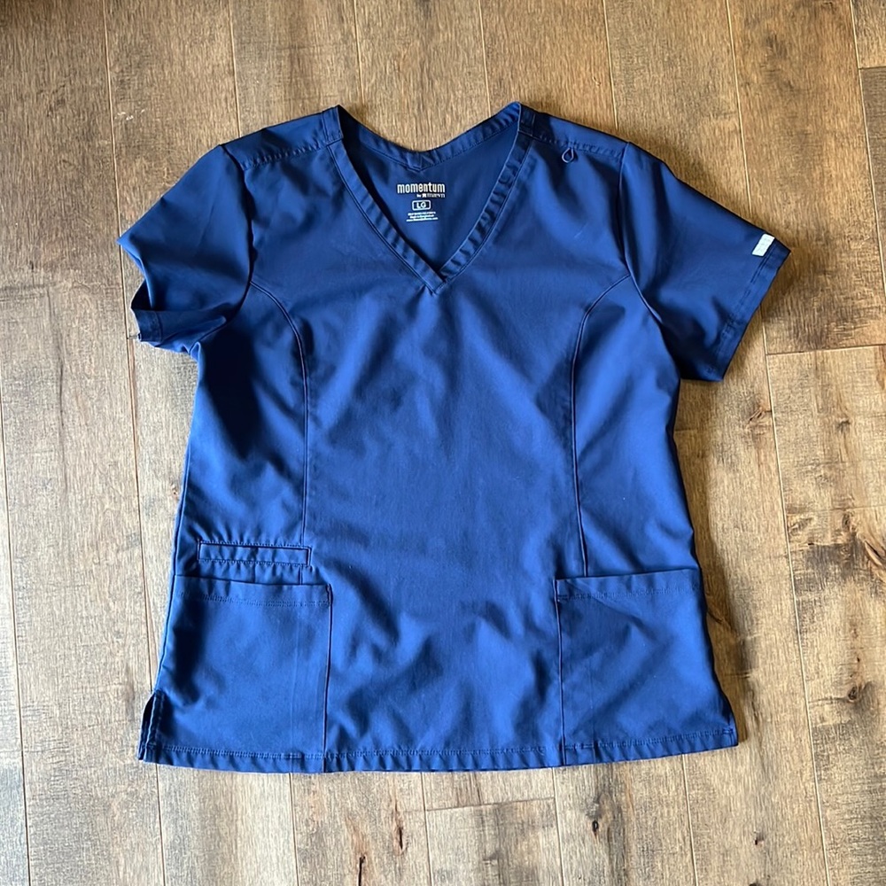 Navy blue scrub top. Worn once.